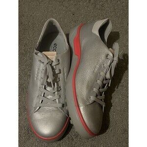 ECCO WOMEN GOLF TRAY HYDROMAX Spikeless Shoes Metallic Silver Orange 10-10.5/41